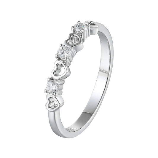 Hollow White Hearts Ring