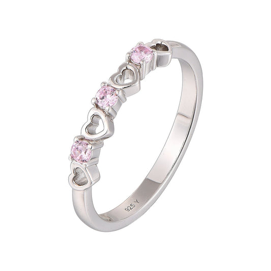 Hollow Pink Hearts Ring